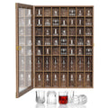 ybaymy Shot Glass Display Case – 49 Slot Wooden Wall Shadow Box with UV Door