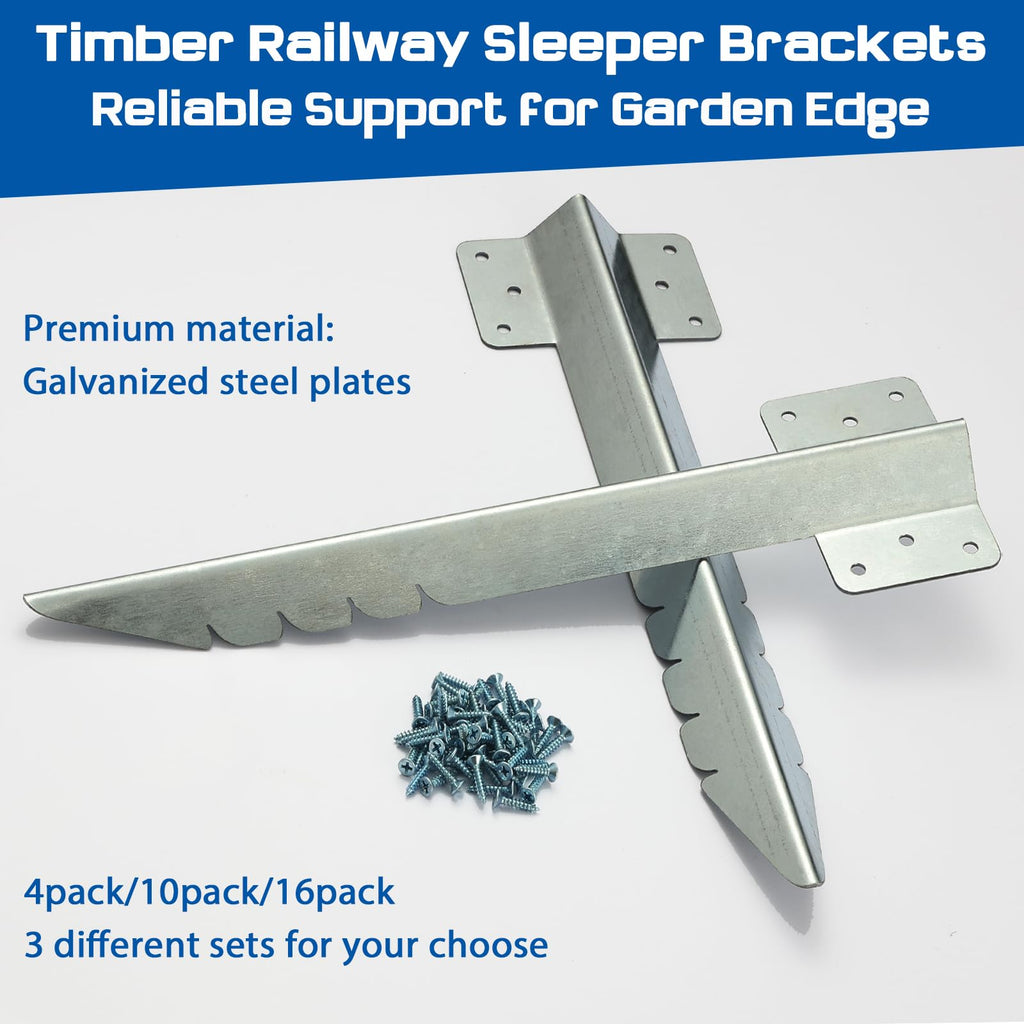 AMLOOPH Heavy Duty Railway Sleeper Brackets – 10 Pack Galvanized Steel