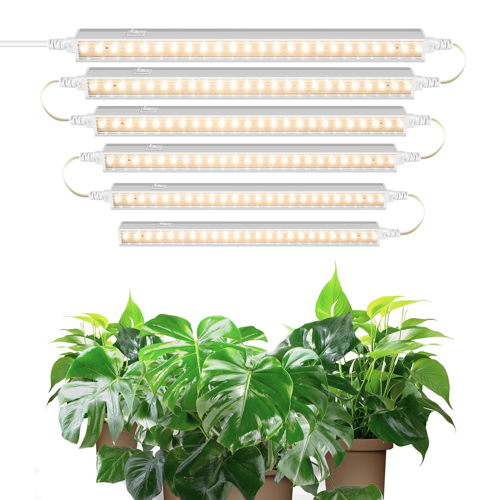 Barrina T5 1FT LED Grow Lights | Full Spectrum Yellow Plant Strips, 6-Pack