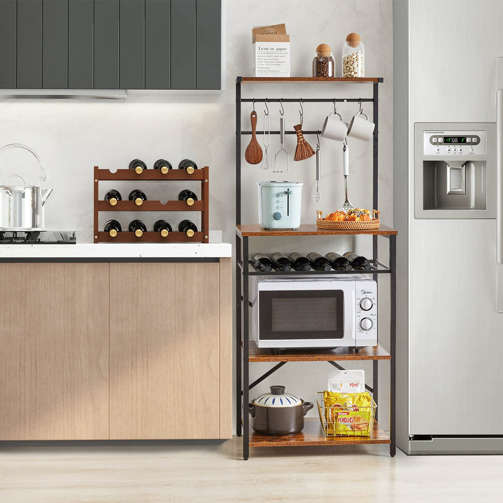 YMYNY Industrial Kitchen Baker's Rack – 4-Tier Microwave Stand & Coffee Bar