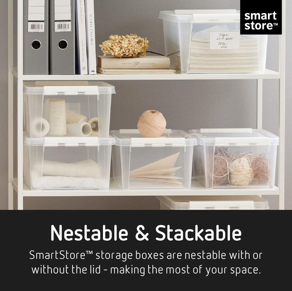 SmartStore 3.6L Plastic Storage Boxes with Lids - Set of 8 | Transparent