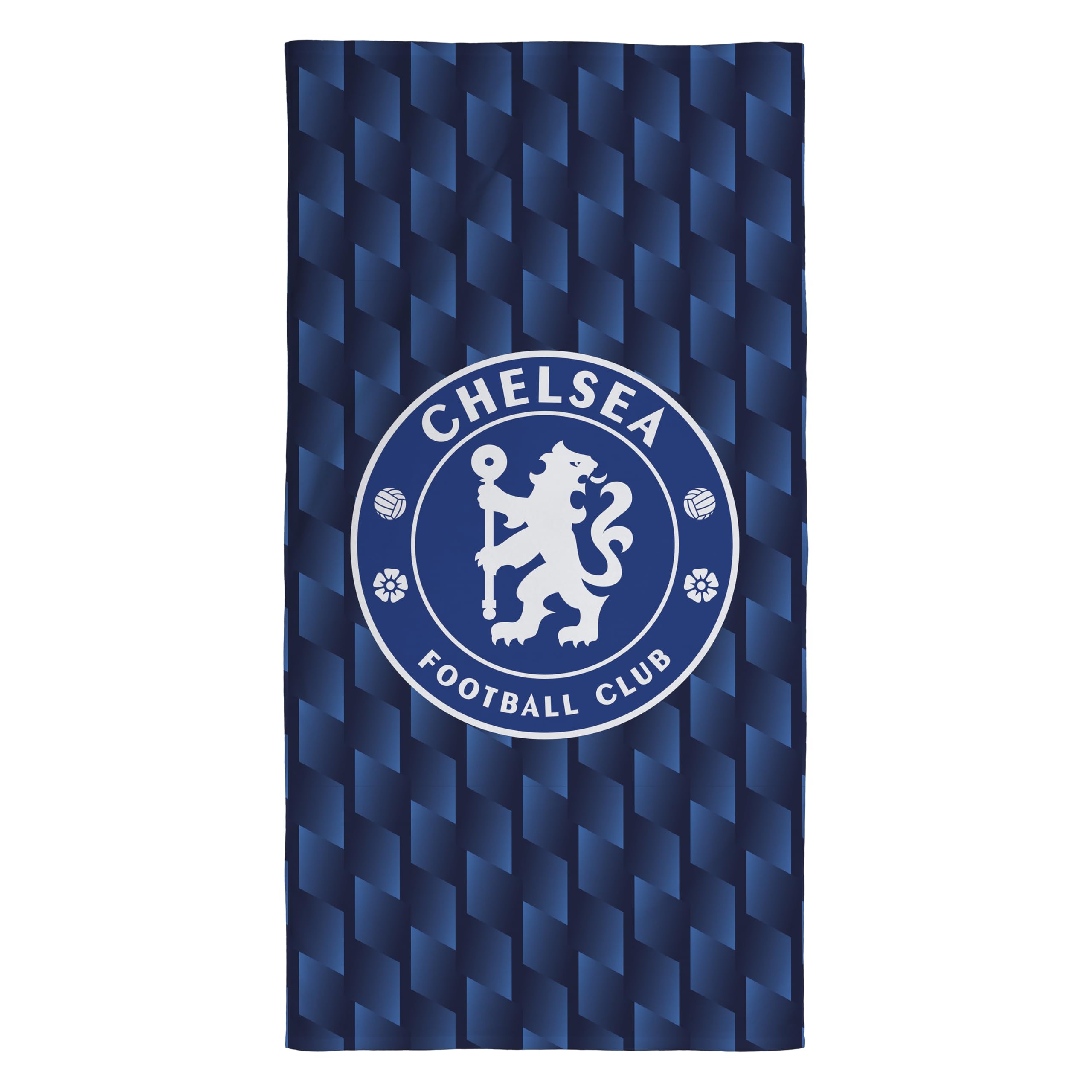 Chelsea FC Official Cotton Beach Towel – Blue Geometric Design (75x150cm)