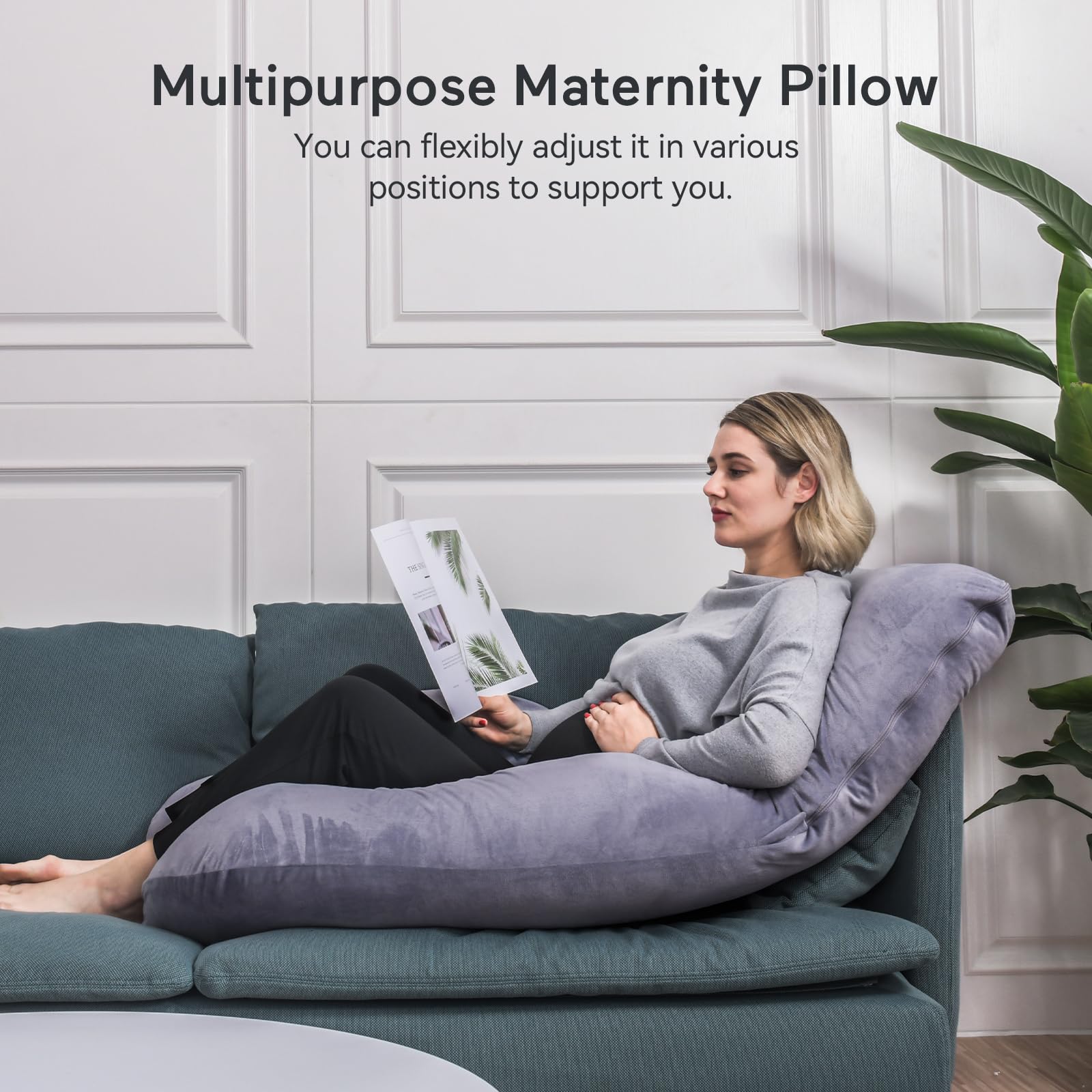 Momcozy U-Shaped Full Body Pregnancy Pillow | Maternity Support - Grey