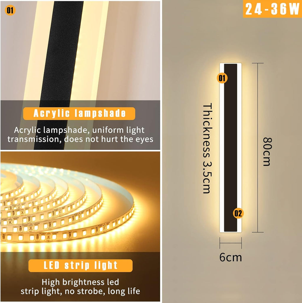 Mikeru Modern LED Outdoor Wall Light – 80cm 31W 3000K IP65 Acrylic
