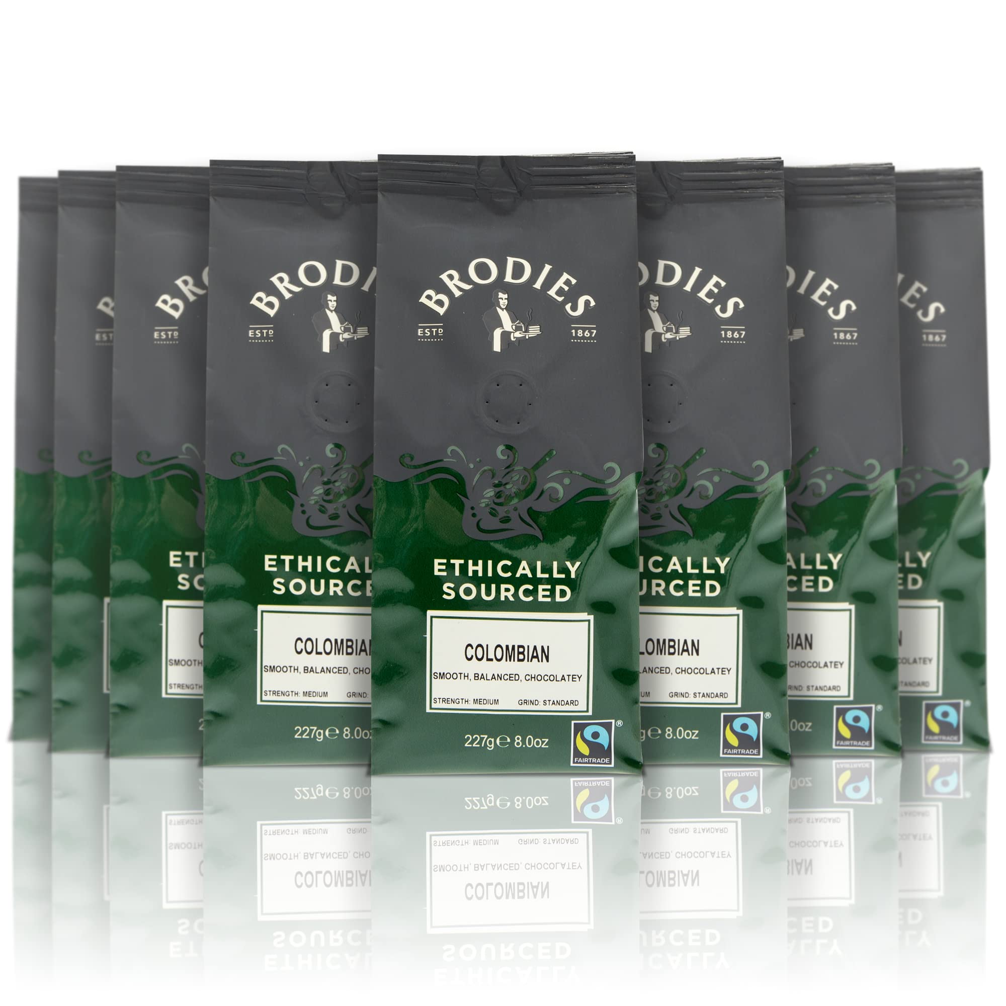 Brodies Colombian Ground Coffee – Fairtrade 100% Arabica Medium Roast