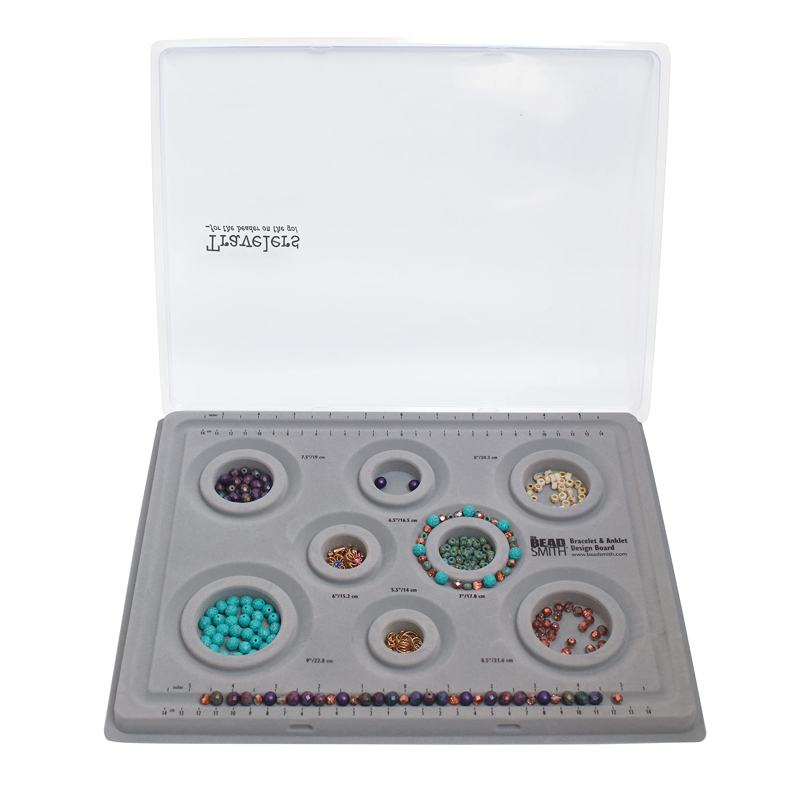The Beadsmith Bracelet & Anklet Design Board - Flocked Tray with Cover
