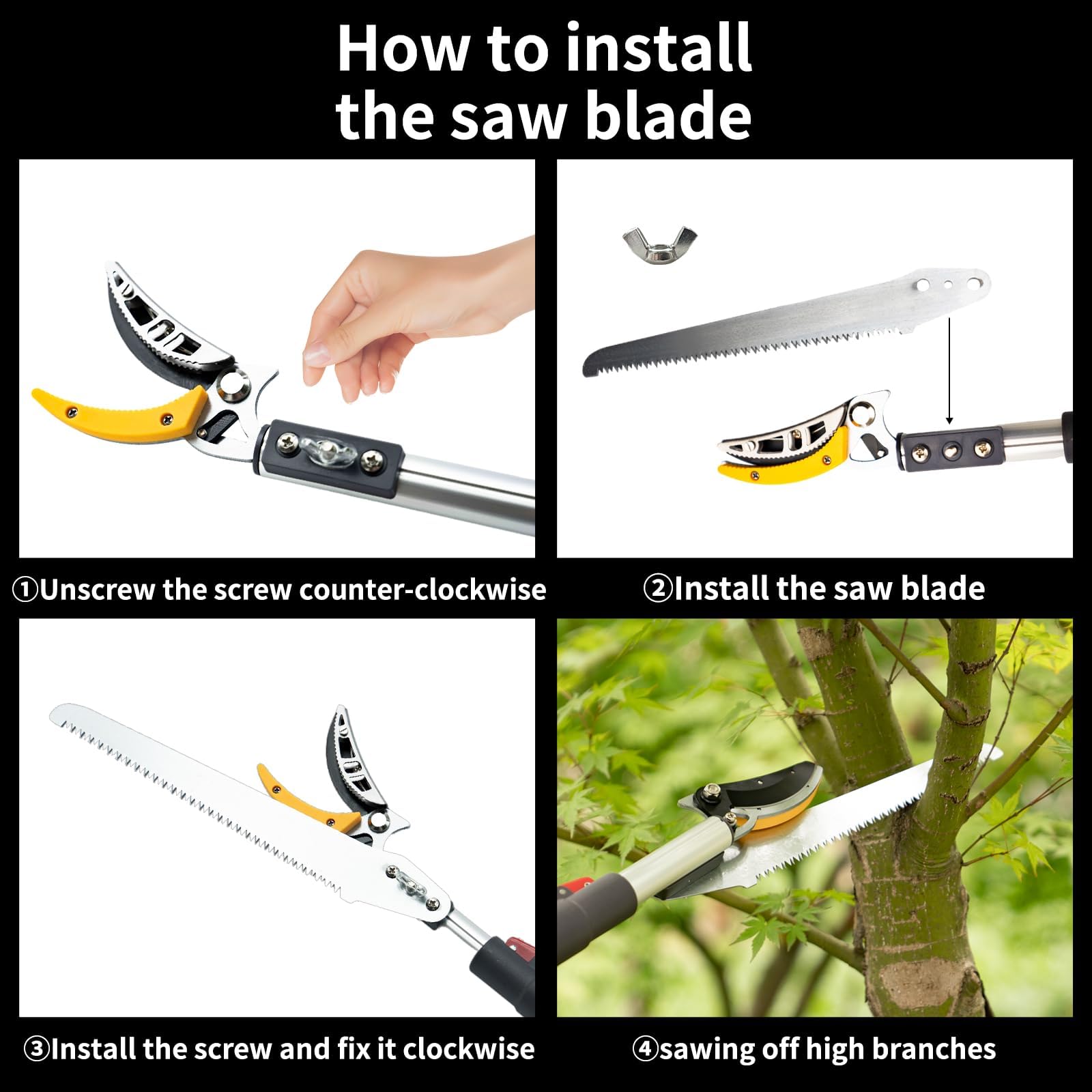 FLORA GUARD Extendable Tree Pruner – 1.4-3m Telescopic Pole Saw & Fruit Picker