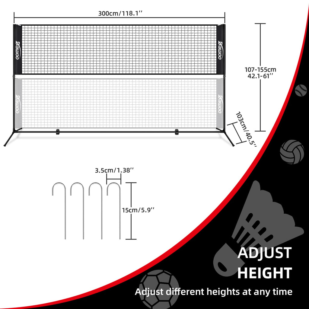 DAWOO 3M Portable Sports Net | Adjustable Tennis & Badminton Set