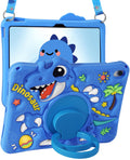 Kokaade iPad 10th Gen Case - Blue Dinosaur Silicone Cover with Stand