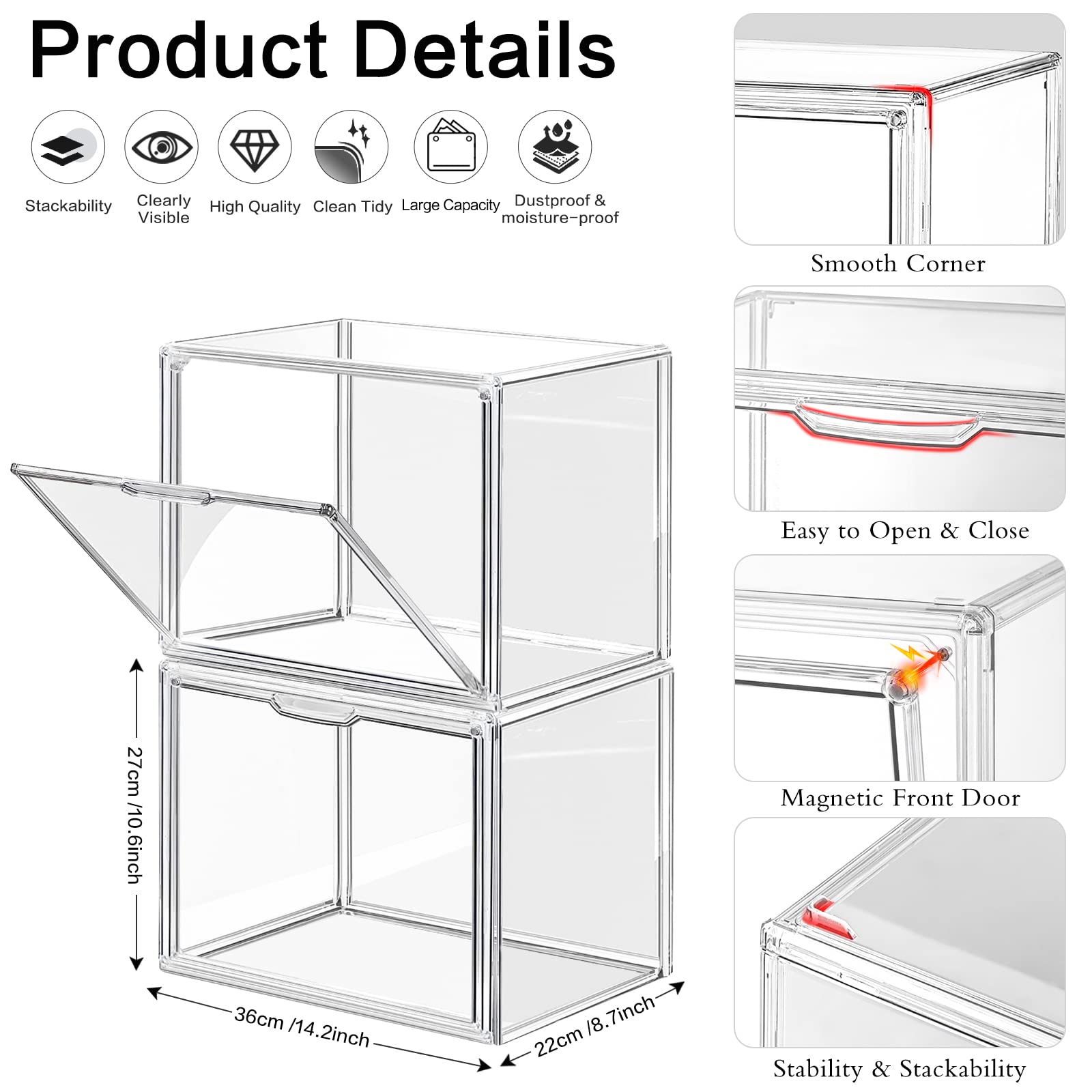 Jolof Store Clear Acrylic Handbag Organizer – 5 Pack Stackable Storage