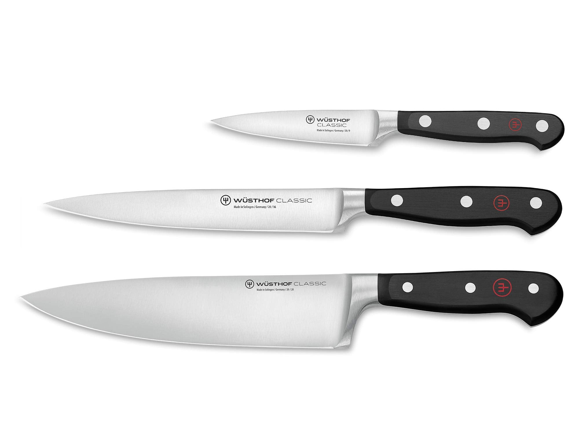 Wüsthof Classic 3-Piece Chef's Knife Set – Black Kitchen Cutlery