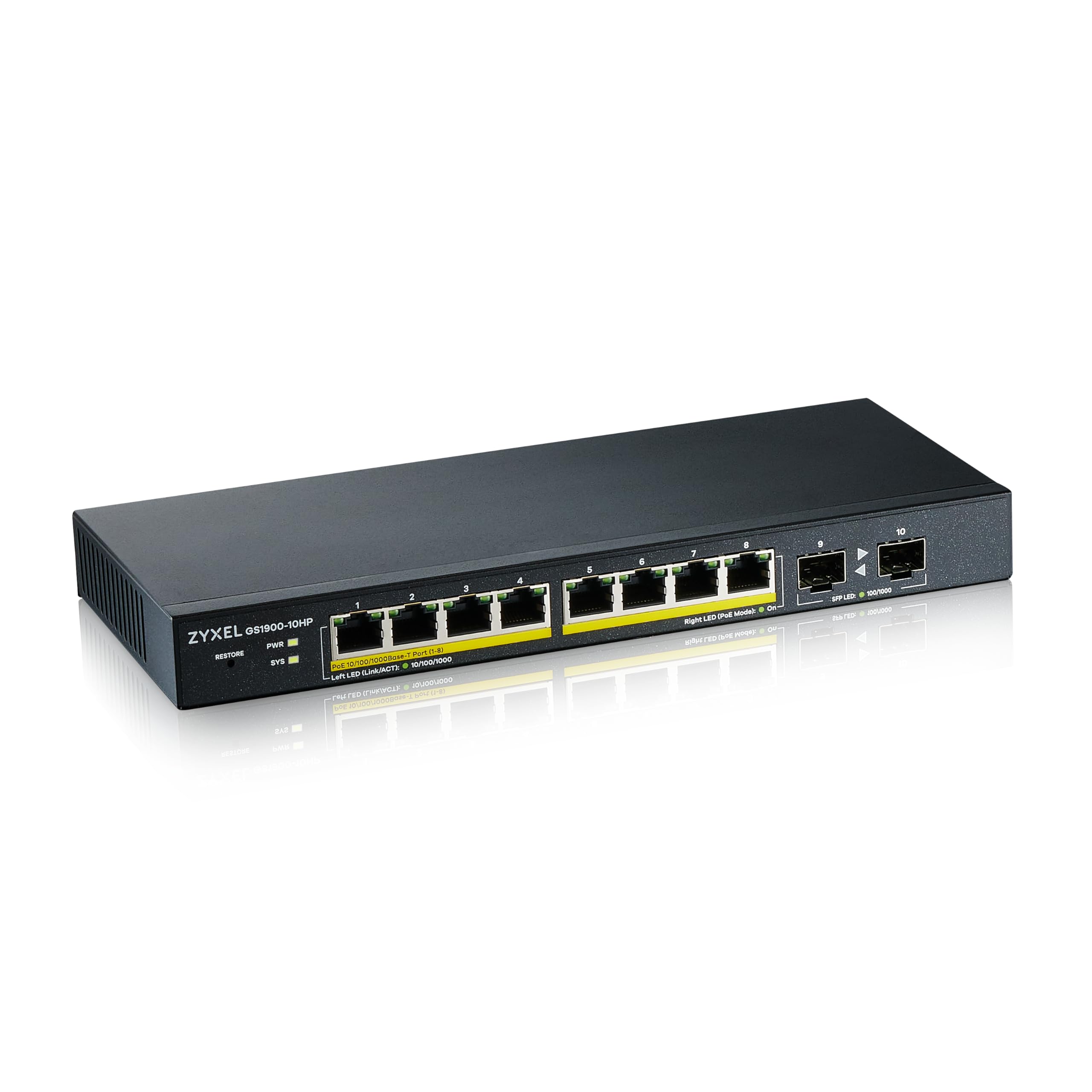 Zyxel GS1900-10HP 8-Port Gigabit PoE Smart Managed Switch with 2 SFP
