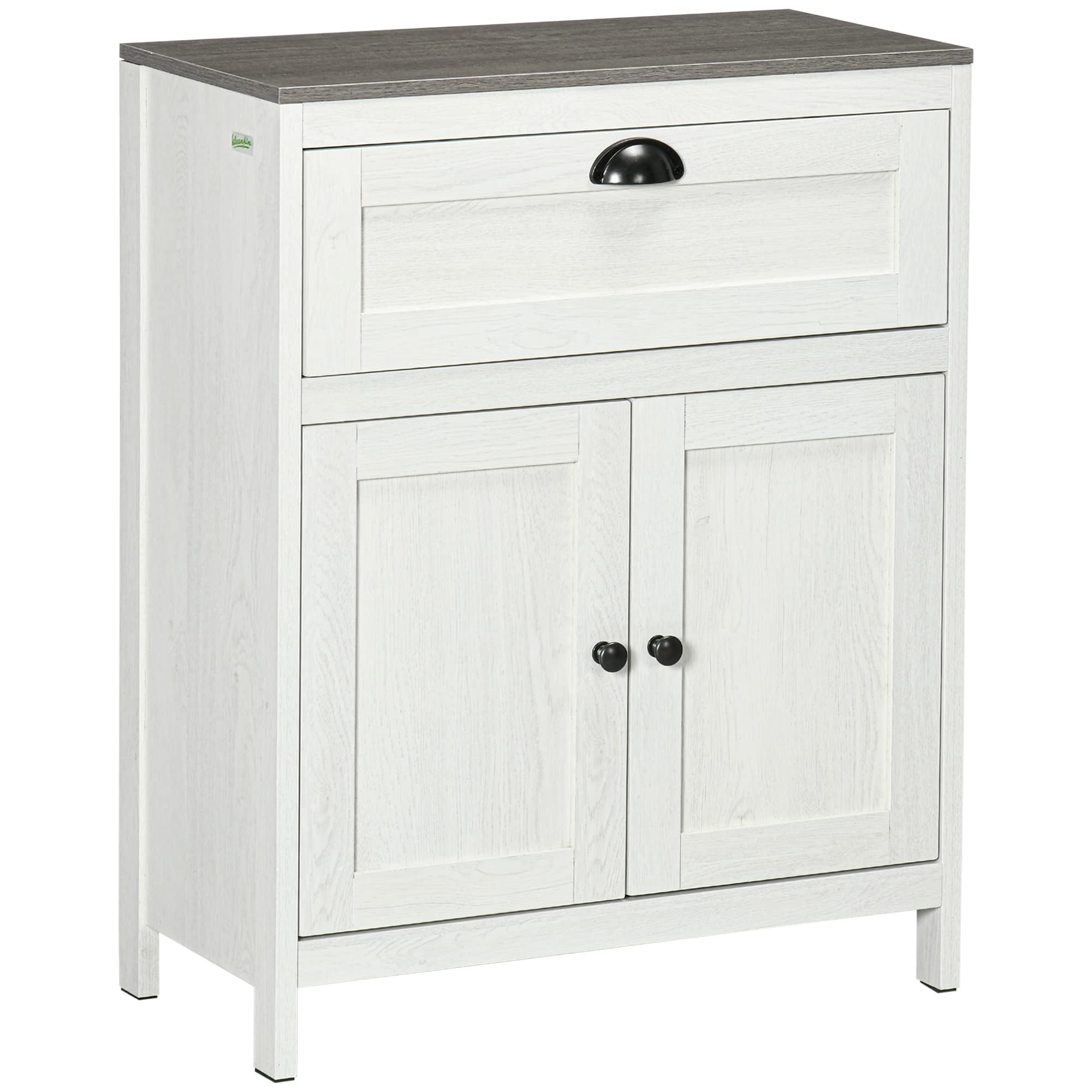 kleankin White Bathroom Floor Cabinet – Freestanding Storage Cupboard