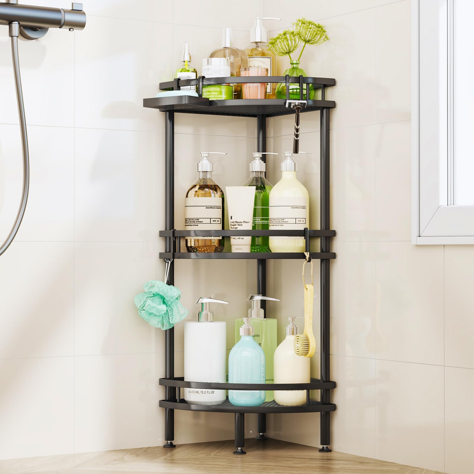 HapiRm 3-Tier Corner Shower Caddy – Rustproof Stainless Steel Organizer