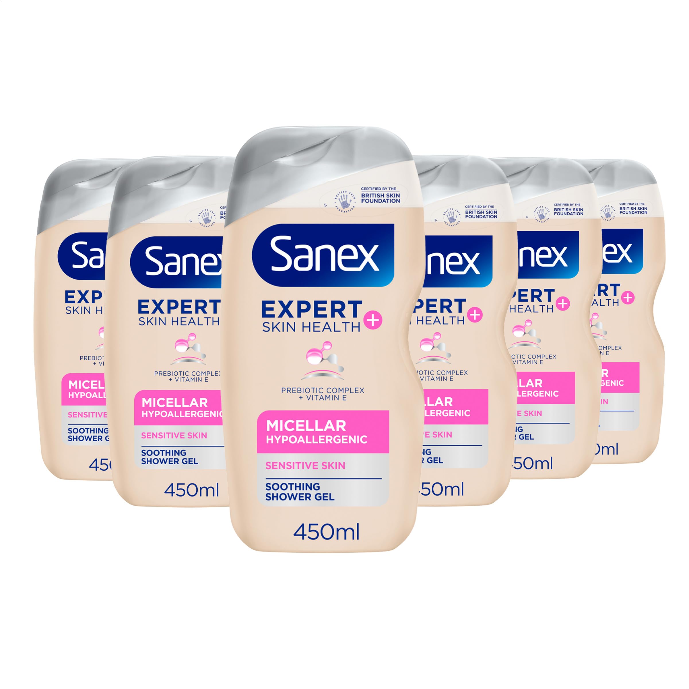 Sanex Expert Skin Health Micellar Shower Gel for Sensitive Skin - 6x450ml