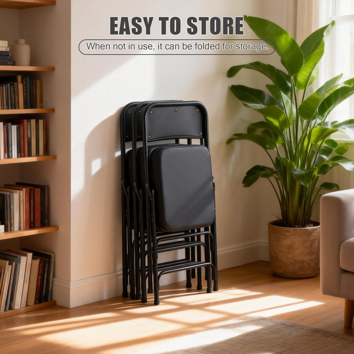 CHAIRABLE Padded Folding Chairs with Thick Cushion, 2 Pack Black - image 4