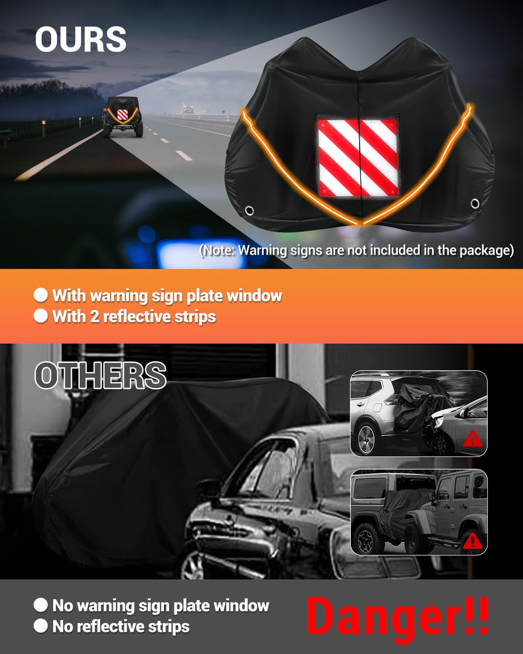 SUPAREE 2-Bike Cover | 420D Heavy Duty Waterproof Storage for RV & Car