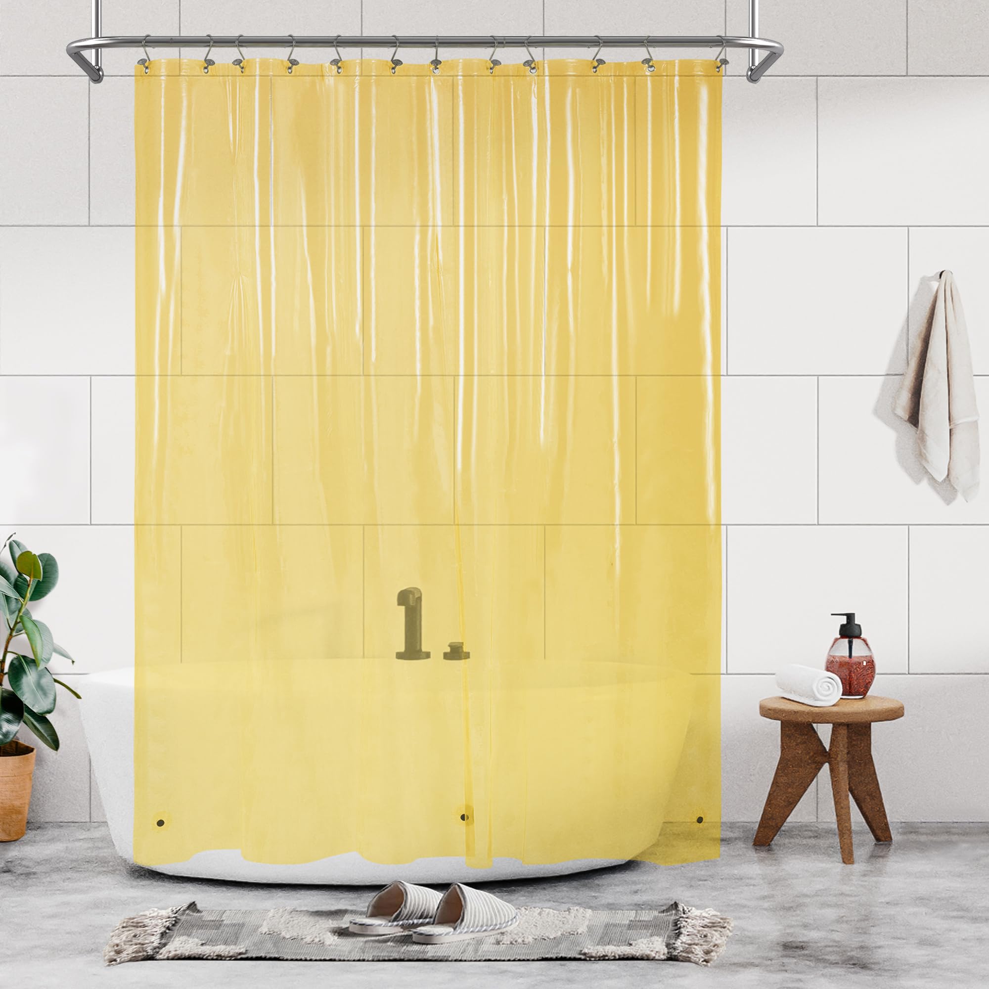 Barossa Design PEVA Shower Curtain Liner | Waterproof Yellow 72x72