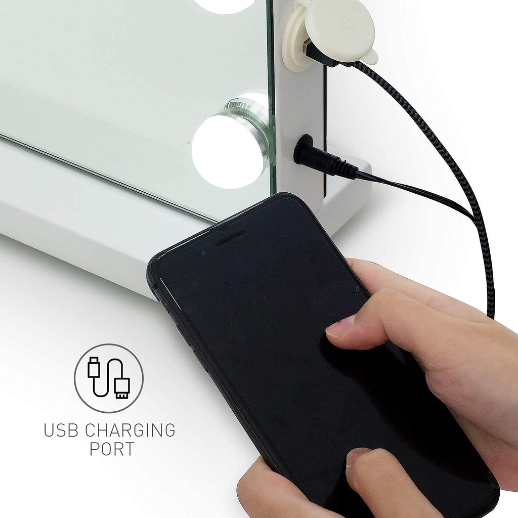YOURLITE Hollywood Vanity Mirror | 15 Dimmable LED Bulbs & USB Port