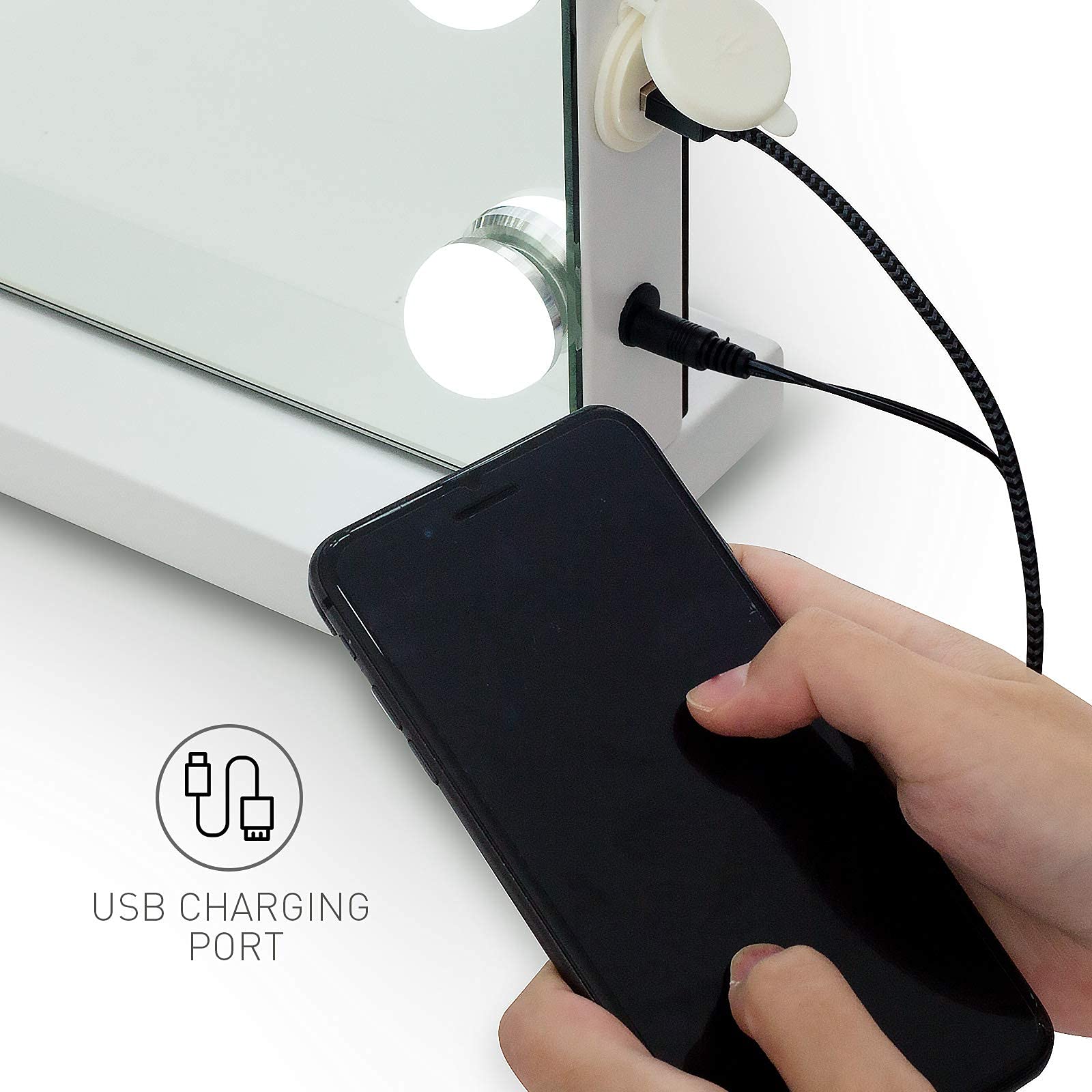 YOURLITE Hollywood Vanity Mirror | 15 Dimmable LED Bulbs & USB Port