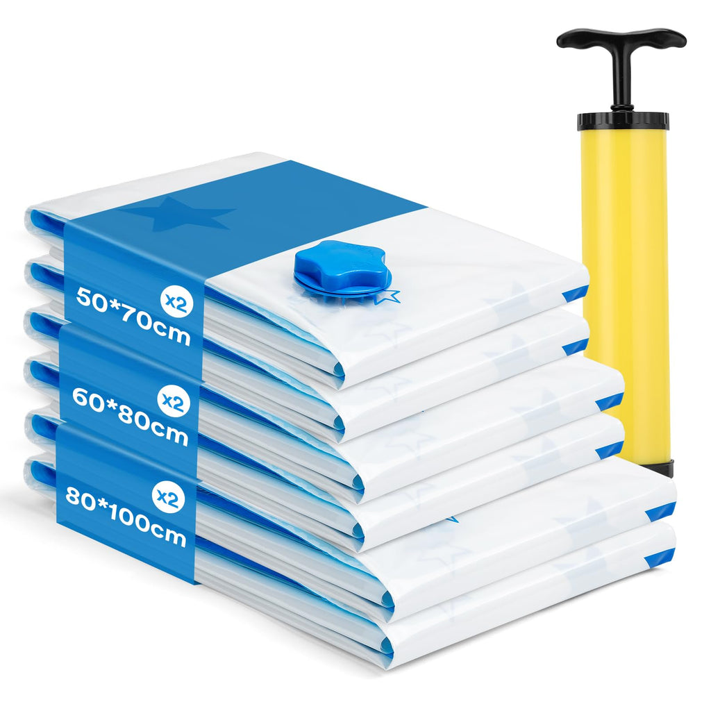 AIyvisun 6pcs Vacuum Storage Bags with Hand Pump, Vacuum Pack Bags for Clothes Multiple Sizes2M+2L+2Jumbo - image 1