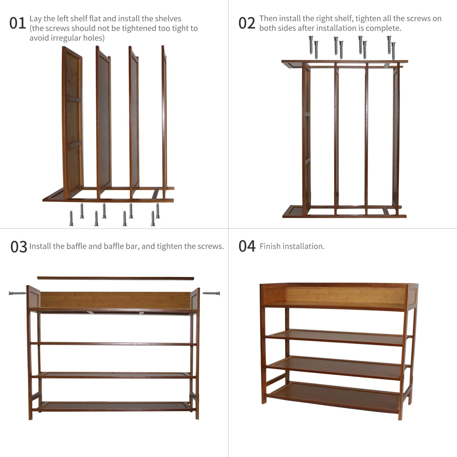 SOBIBO 4-Tier Bamboo Shoe Rack – 80cm Natural Wood Entryway Storage Shelf