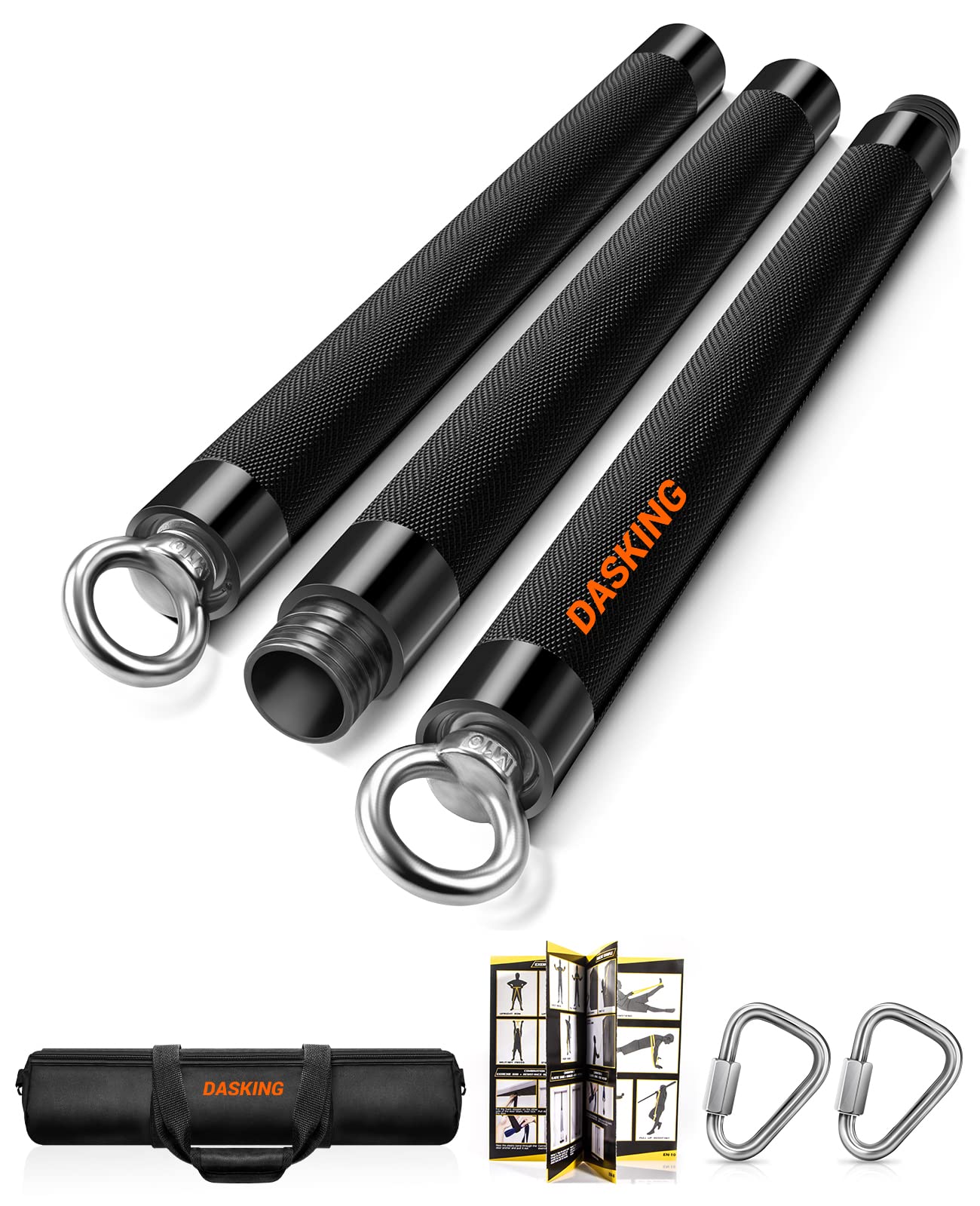 DASKING Resistance Bands Bar | Portable 500lb Steel Workout Bar for Home Gym
