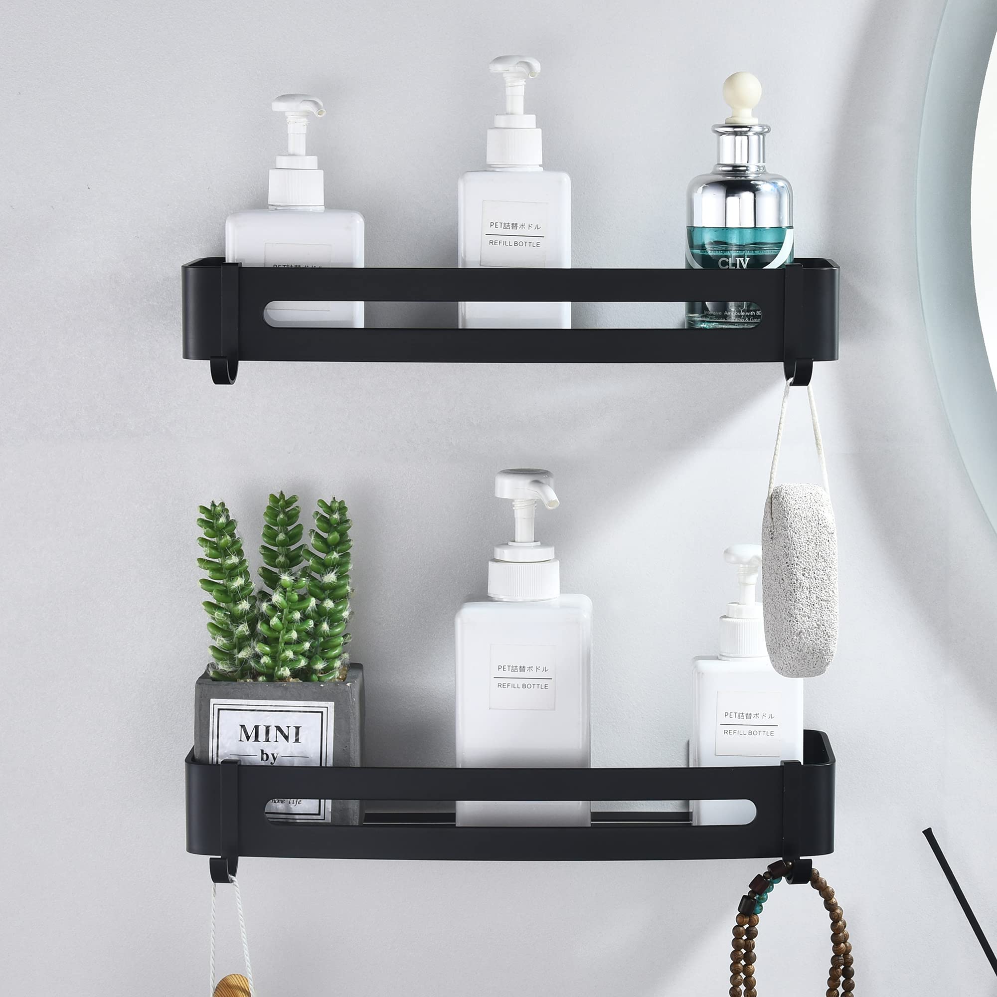 Maifey Black Shower Caddy – 2 Tier No-Drill Rustproof Aluminum Shelves
