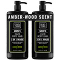 Dead Sea Collection 3-in-1 Men's Body Wash & Shampoo, Amberwood, 2-Pack