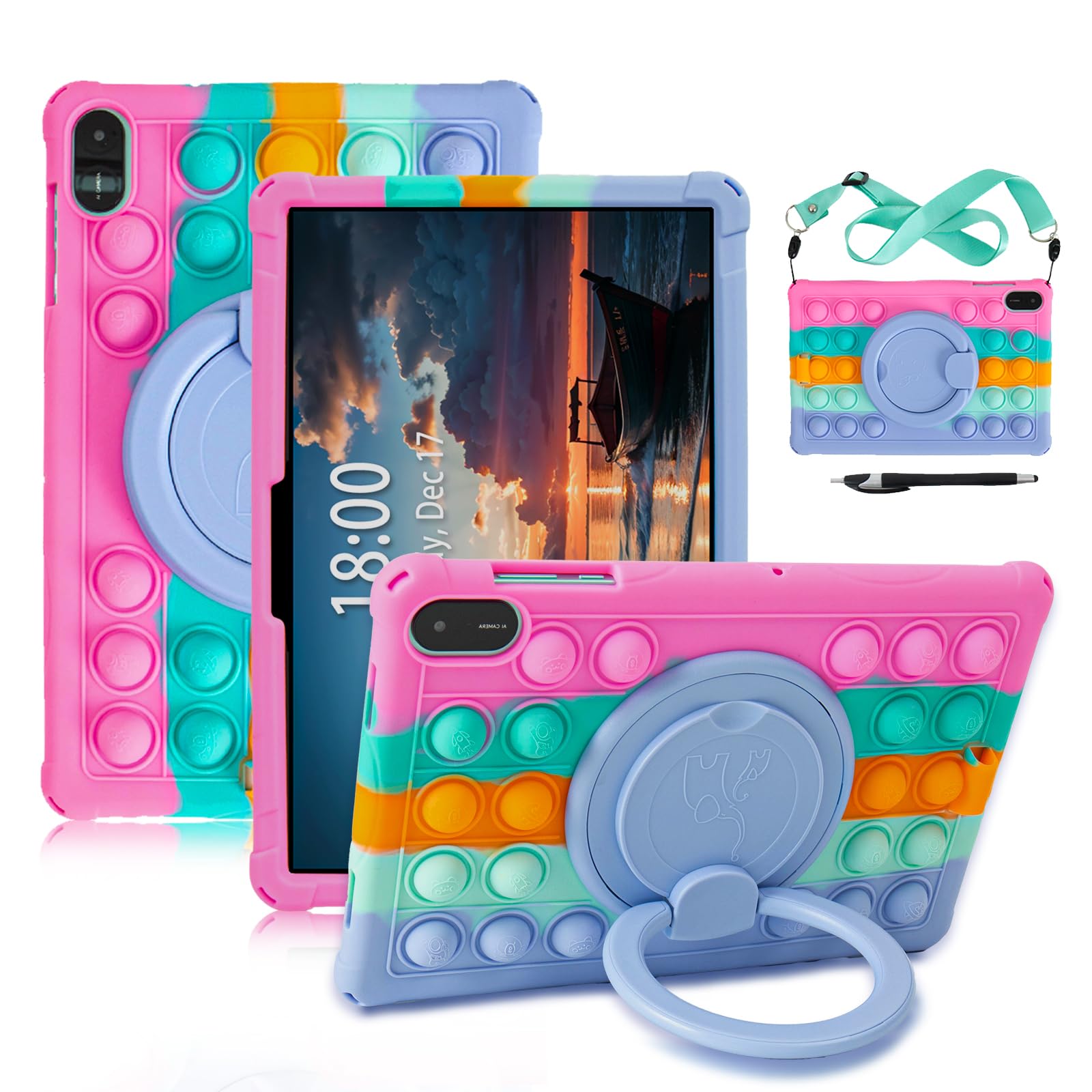 ATOOZ Honor Pad X8a Kids Case - Silicone Cover with 360 Rotating Stand