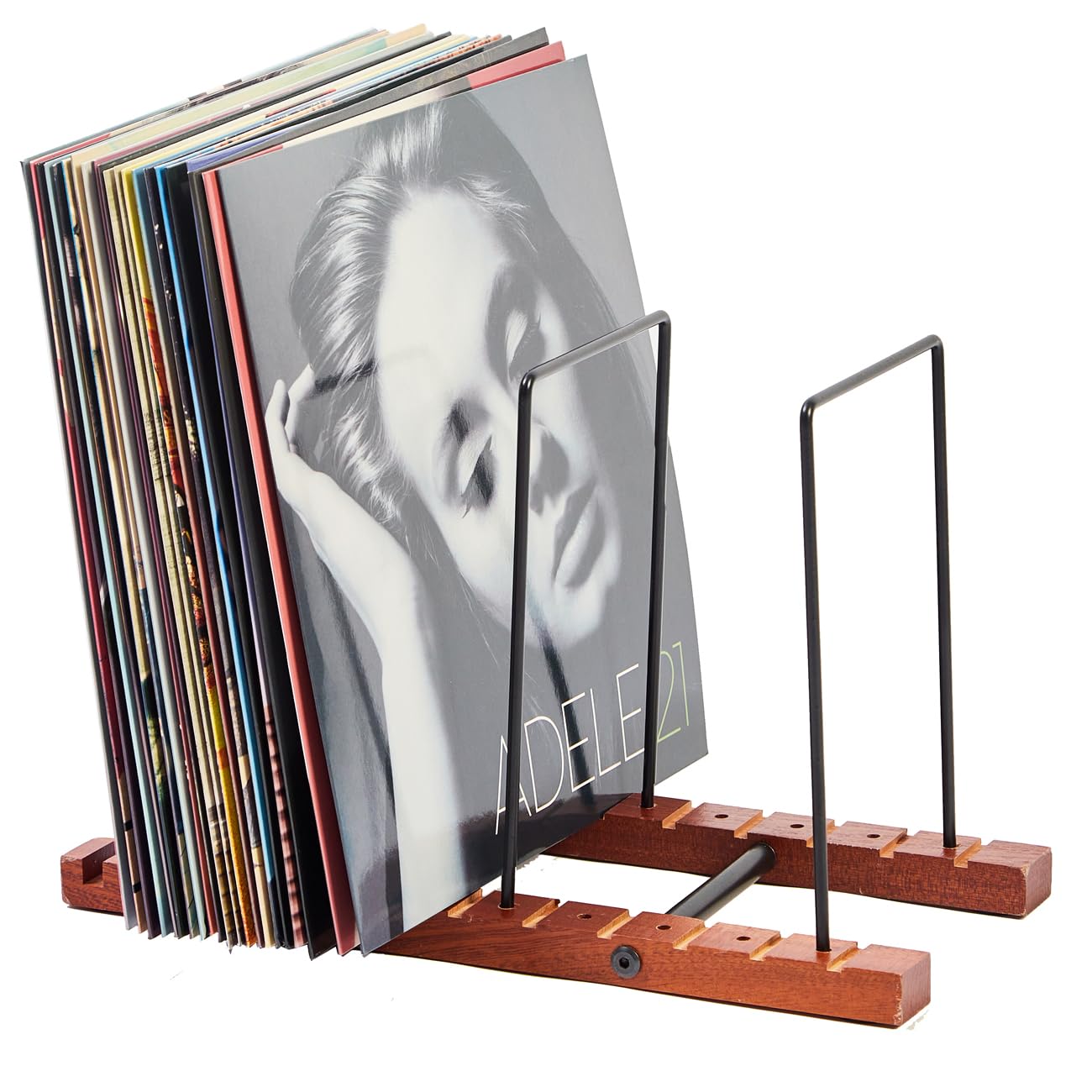 JETAINE Wood Vinyl Record Storage – Desktop LP Album Holder for 50 CDs