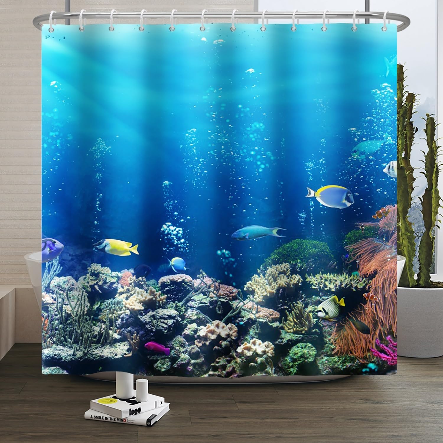 Xiaoterna Ocean Shower Curtain | Waterproof Marine Life Fabric – 180x180cm