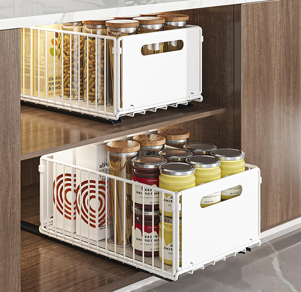 YunNasi Pull Out Cabinet Organizer | Carbon Steel Sliding Drawer Shelf