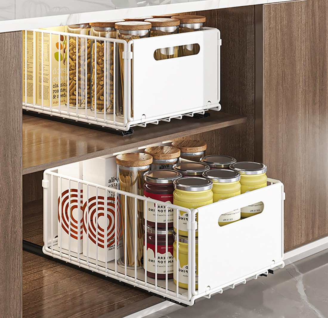 YunNasi Pull Out Cabinet Organizer | Carbon Steel Sliding Drawer Shelf