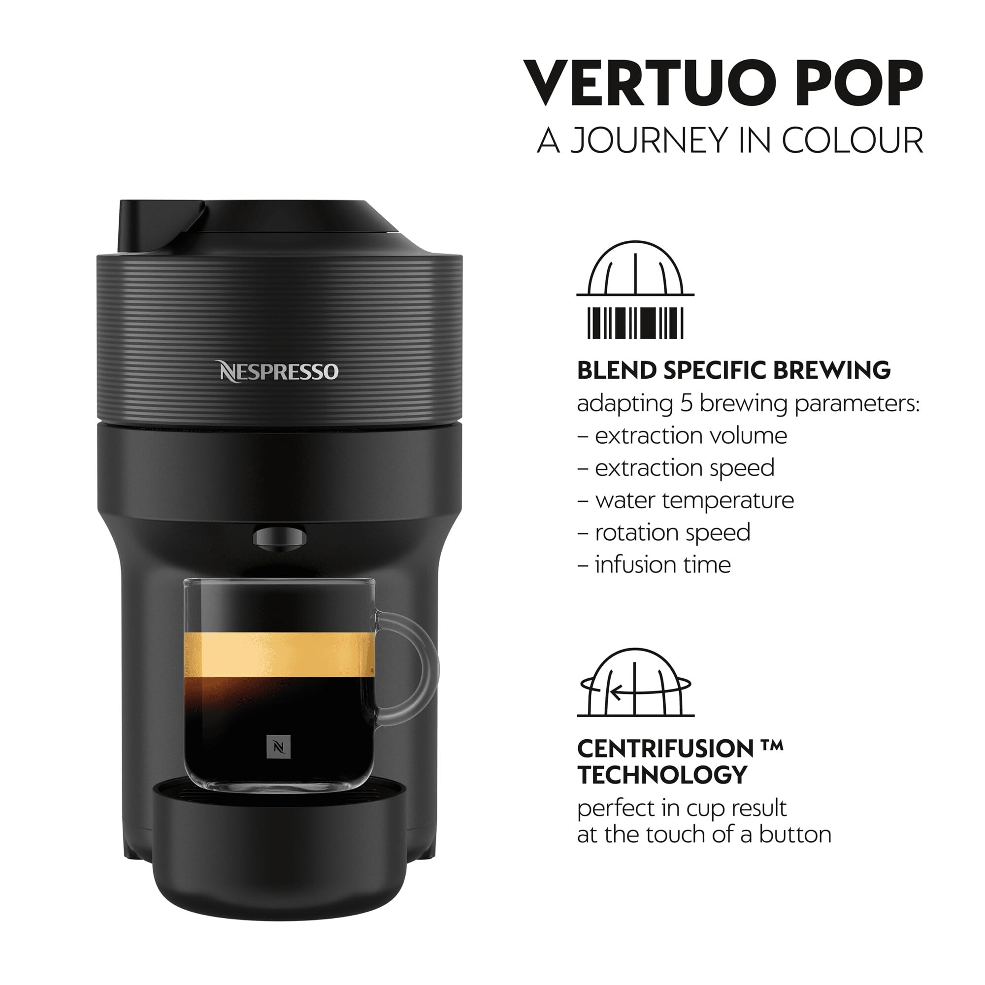 Nespresso Vertuo Pop Pod Coffee Machine by Magimix | Liquorice Black