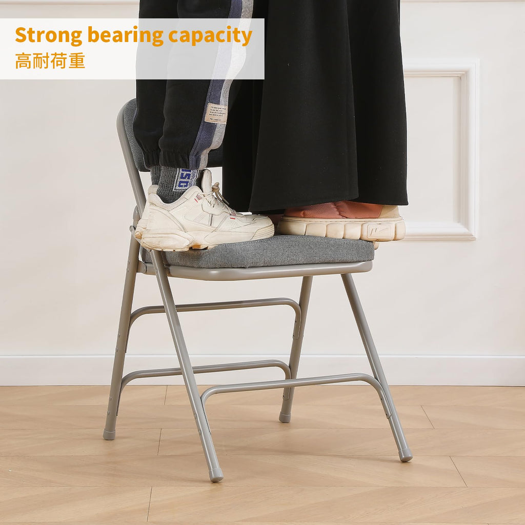 BOOSDEN Padded Folding Chairs with Cushion, Foldable Chair, Single, Grey - image 4
