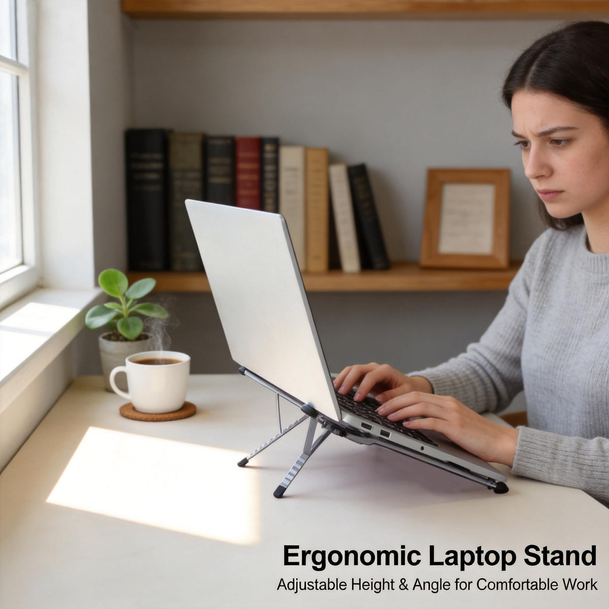 Beruth Adjustable Foldable Laptop Stand for Desk, MagSafe Compatible Aluminum Riser with N52 Magnetic Grip, Portable Holder for MacBook, iPad - image 4