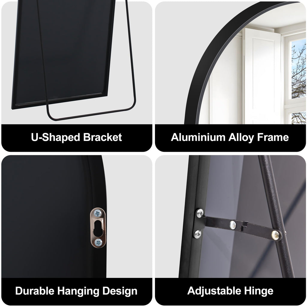COFENY Full Length Arch Mirror | 165x60cm Black Aluminum Floor Mirror