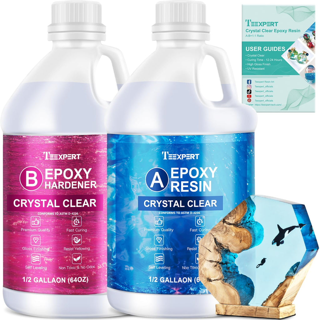 Teexpert Epoxy Resin Kit – 1 Gallon Crystal Clear Casting & Coating Resin