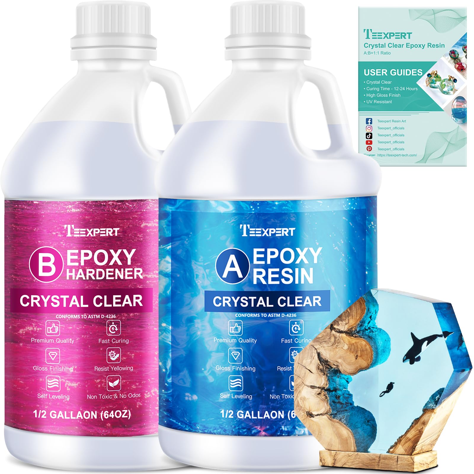Teexpert Epoxy Resin Kit – 1 Gallon Crystal Clear Casting & Coating Resin