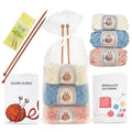 Beginner Knitting Kit - DIY Dishcloth Set with Bamboo Needles