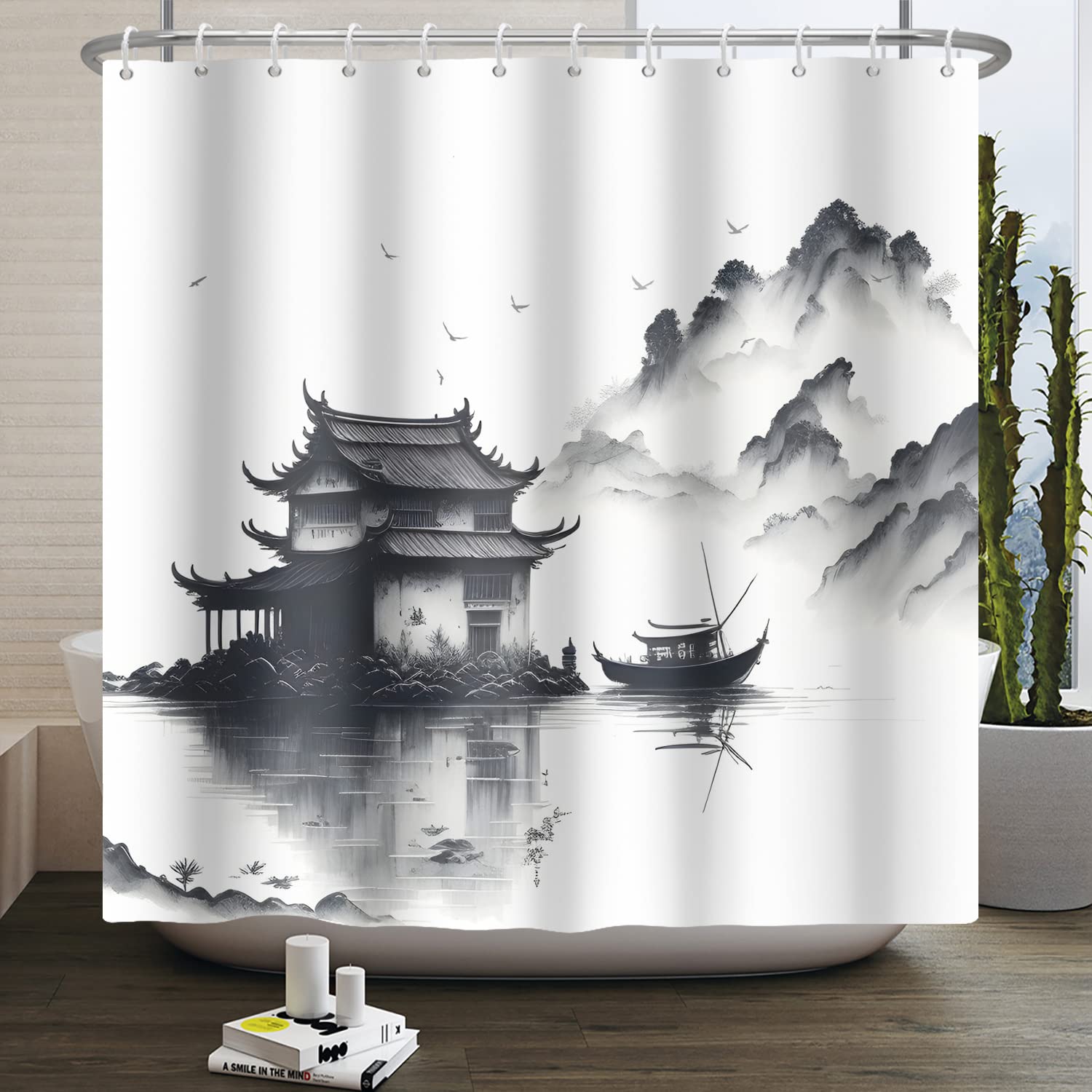 SDOTPMT Lake Mountain Shower Curtain | Waterproof Polyester, 72x78 Inch