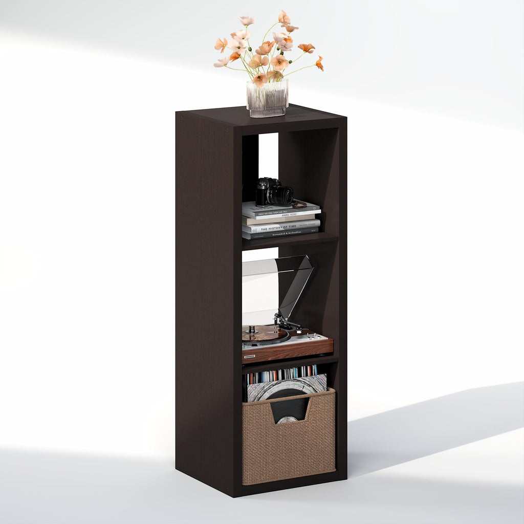 Furinno CUBICLE Record Player Stand with Vinyl Storage, 3-Cube 1.2 Extra Thick Vinyl Record Storage - image 2
