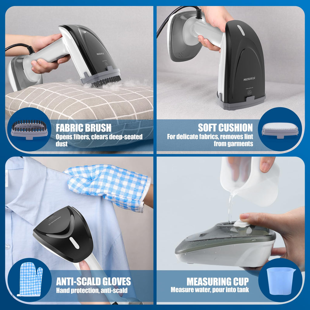 Jolof Store Handheld Fabric Steamer – 1800W Ceramic Plate Iron, White
