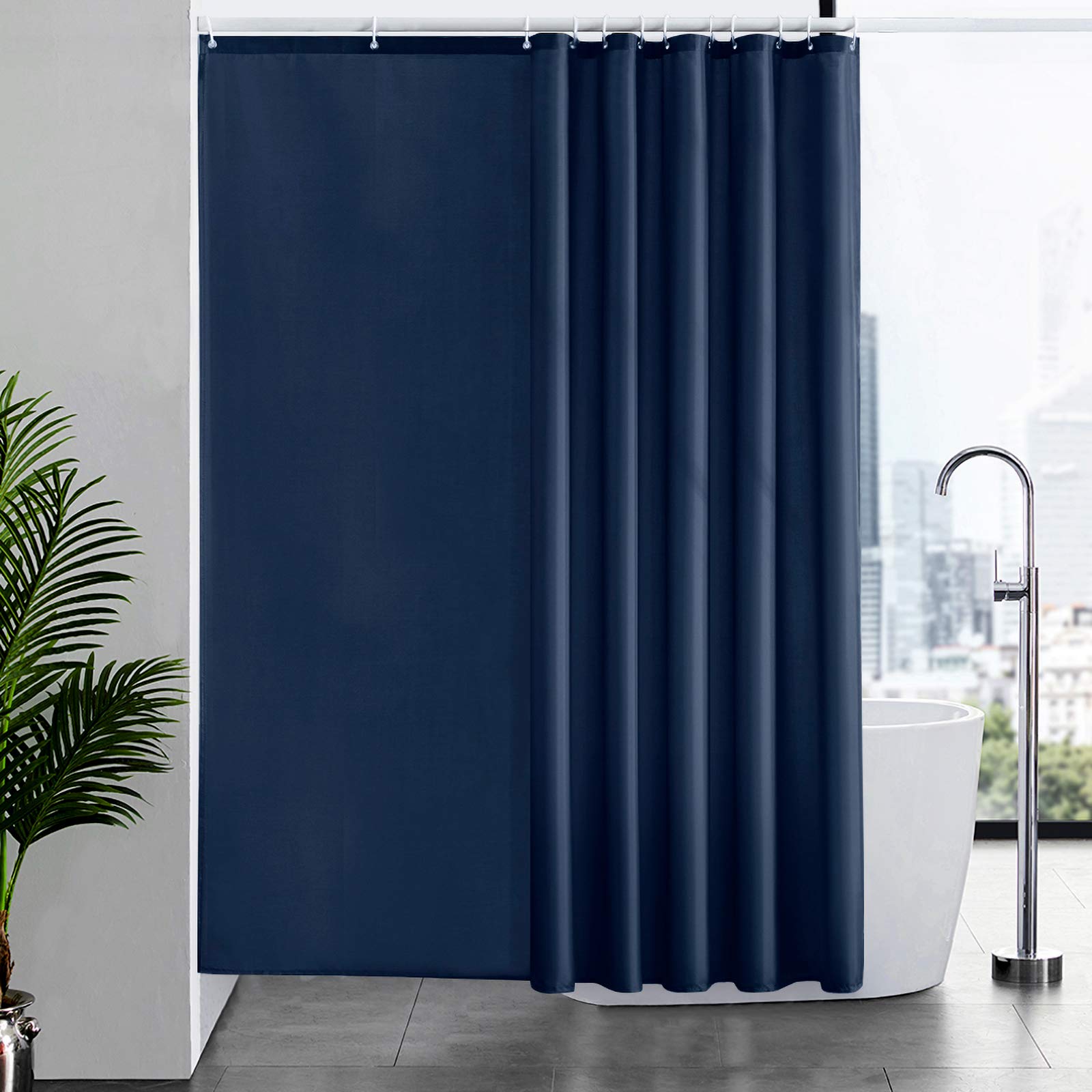 Furlinic Navy Blue Shower Curtain | Mold Proof Waterproof Polyester 200x210cm