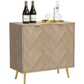 Yvsevnr Wooden Sideboard | Herringbone Storage Cabinet with Shelves