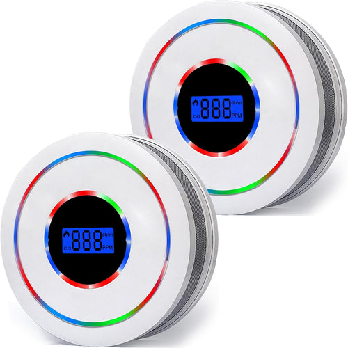 Jolof Store 2-Pack Smoke and Carbon Monoxide Detector with Digital Display