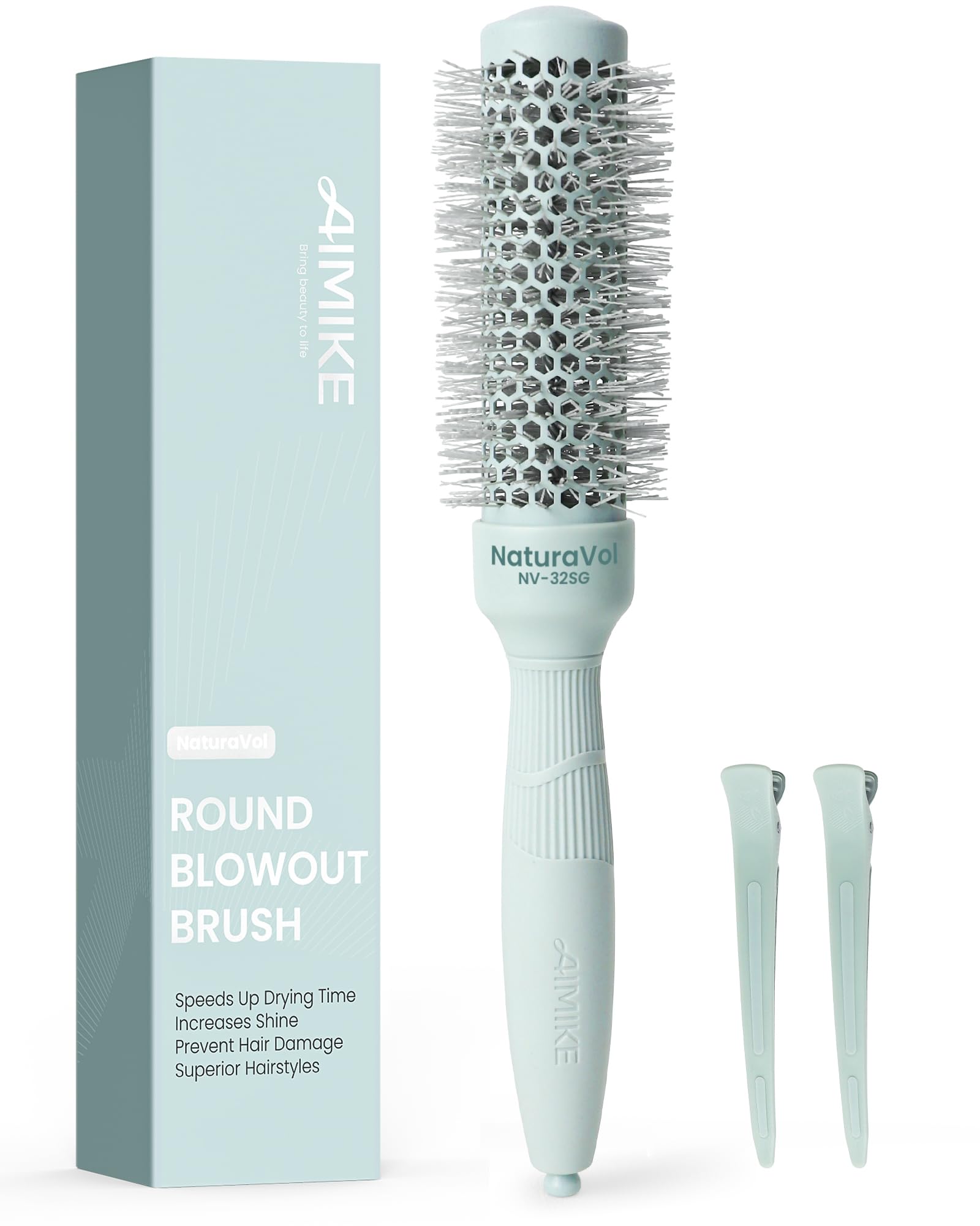 AIMIKE Small Round Hair Brush | Nano Thermal Ceramic & Ionic Blowout Brush