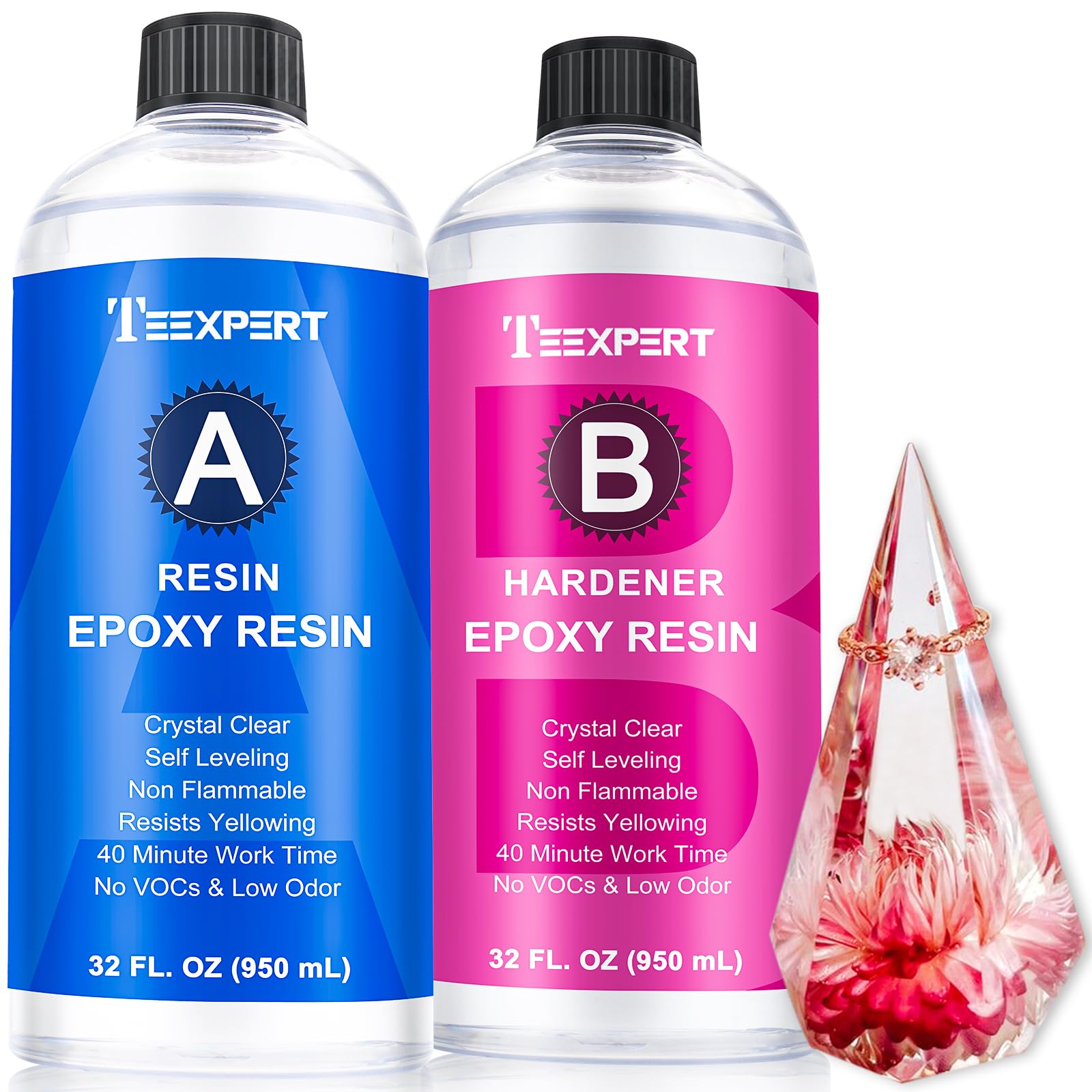 Teexpert Crystal Clear Epoxy Resin Kit | 64oz Casting & Coating Art Resin