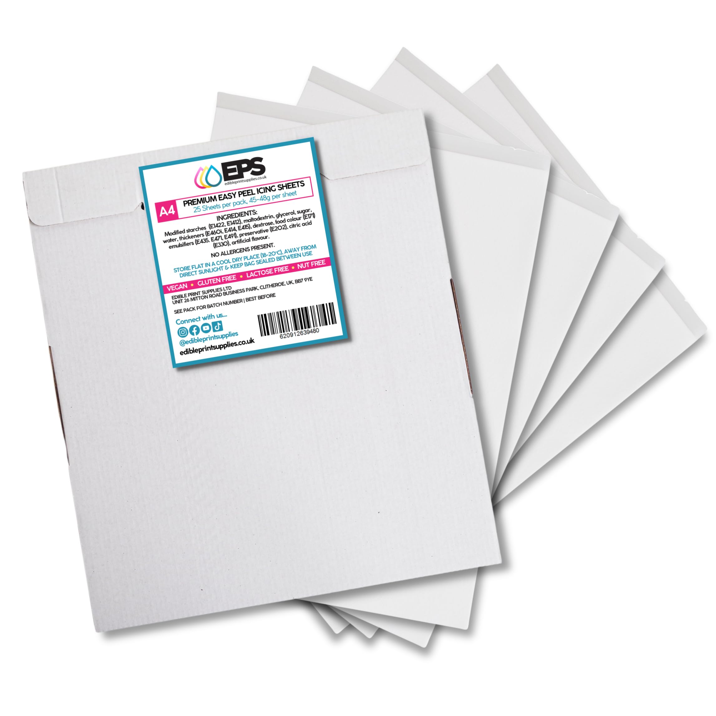 EPS Easy Peel A4 Premium Edible Icing Sheets for Cake Toppers – 25 Pack